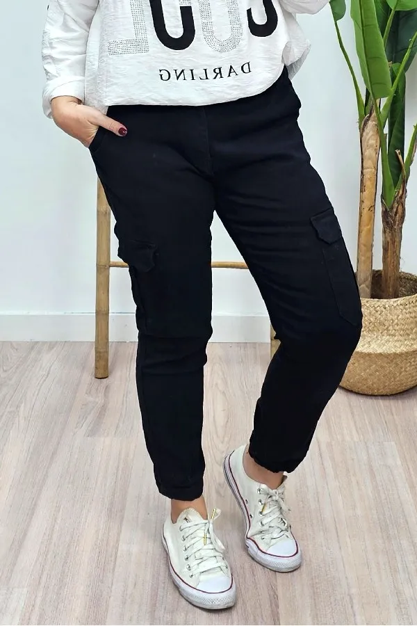 Vaquero Cargo Denim Negro