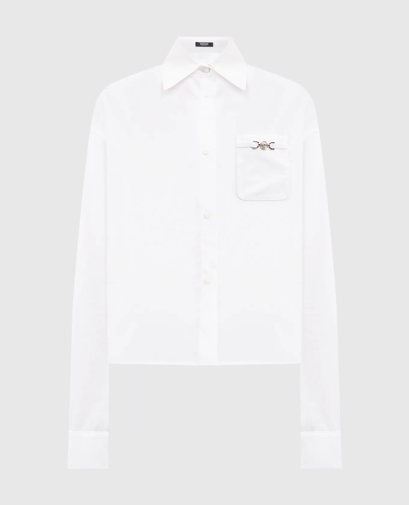 Versace White cropped shirt with metal Medusa logo