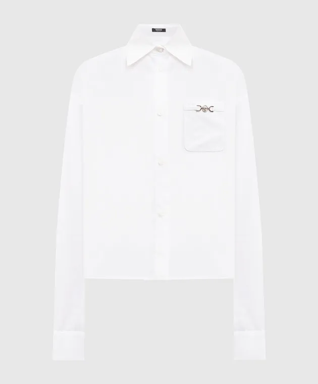 Versace White cropped shirt with metal Medusa logo