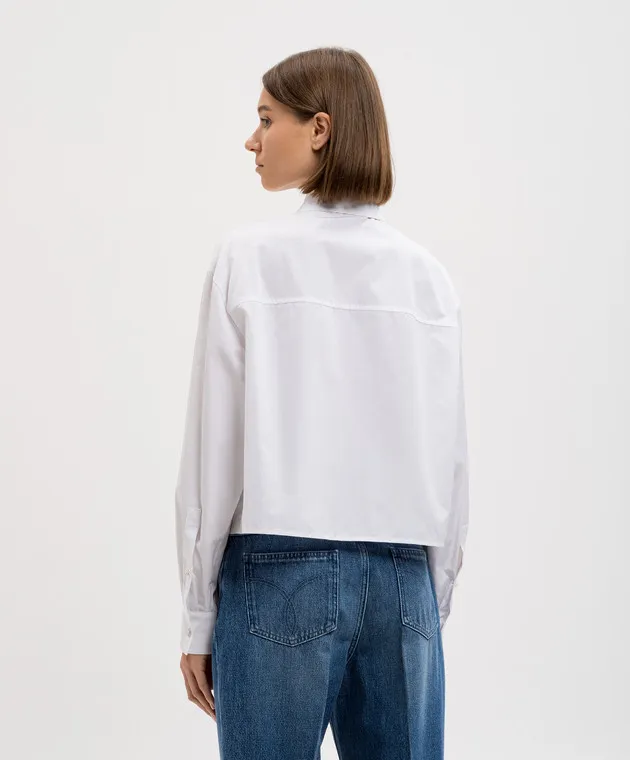 Versace White cropped shirt with metal Medusa logo