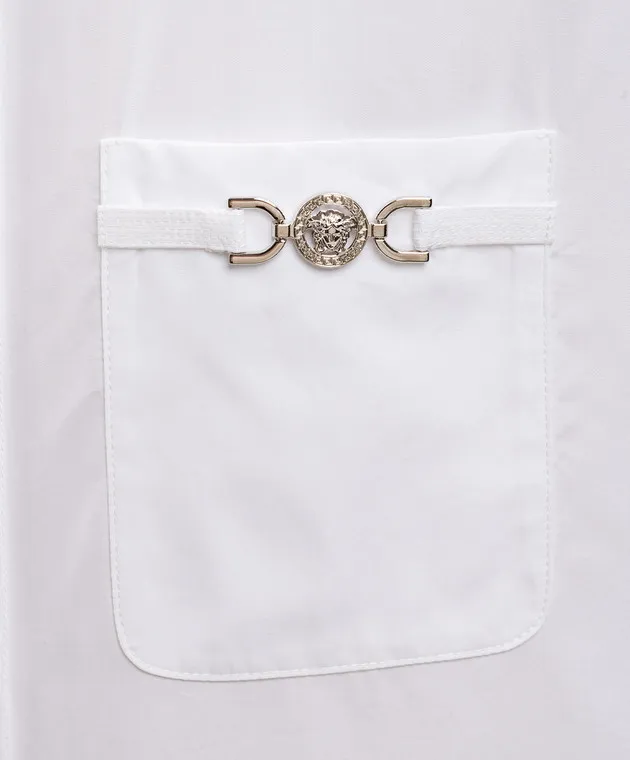 Versace White cropped shirt with metal Medusa logo