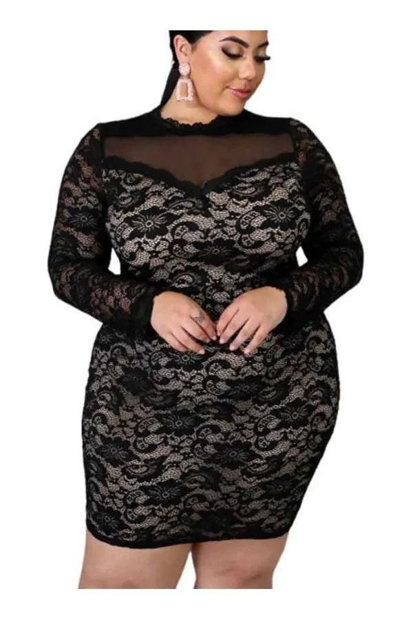 Vestido tallas grandes encaje de invitada elegante