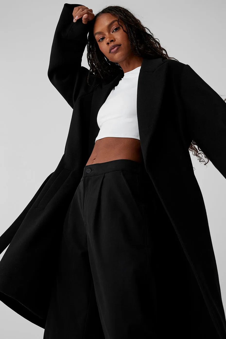 WOOL GAMEDAY OVERCOAT  BLACK