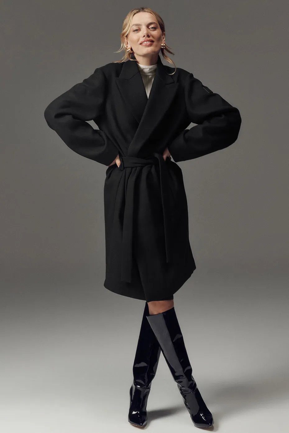 WOOL GAMEDAY OVERCOAT  BLACK