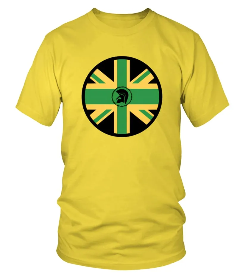 YL 088.TROJAN JAMAICAN FLAG REGGAE RINGER  BOB MARLEY RASTA FESTIVAL CAMISETA CUELLO REDONDO UNISEX