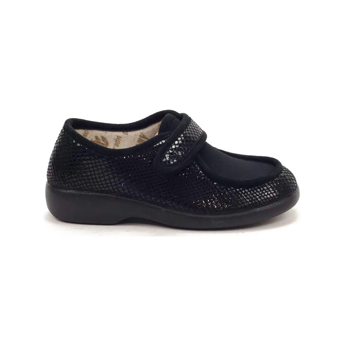 ZAPATILLA CASA  VELCRO NEGRO