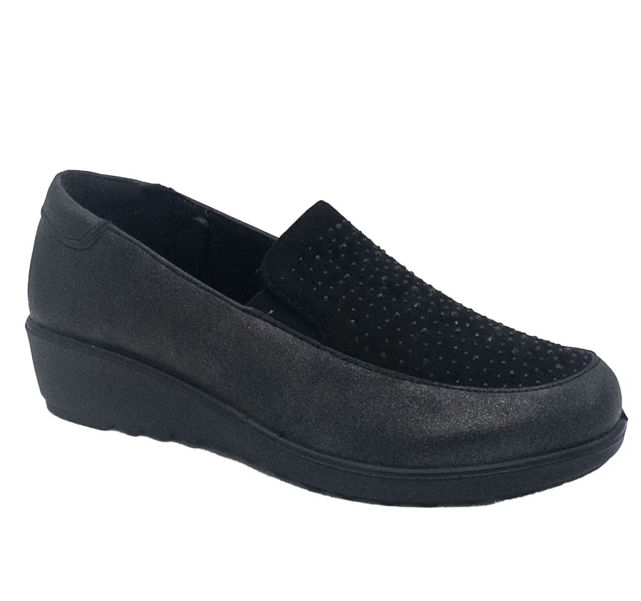 ZAPATO AMARPIES AMD27027 MOCASÍN ELASTICOS COMBINADO CRISTALES NEGRO LIGERO CÓMODO PARA MUJER PLANTILLA ACOLCHADA 28721