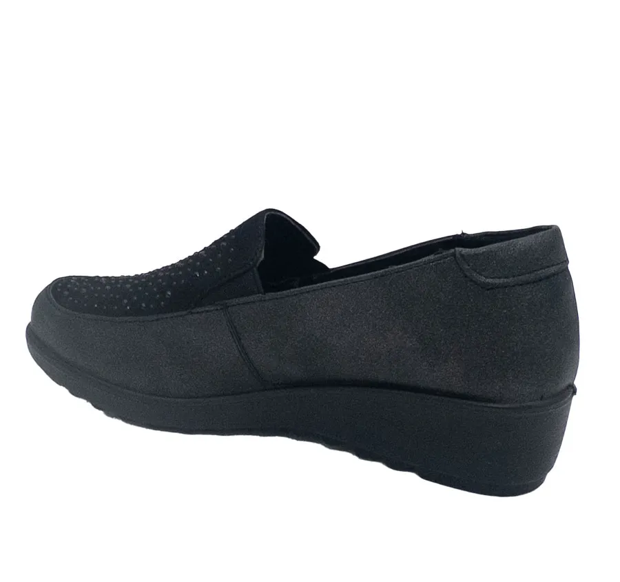 ZAPATO AMARPIES AMD27027 MOCASÍN ELASTICOS COMBINADO CRISTALES NEGRO LIGERO CÓMODO PARA MUJER PLANTILLA ACOLCHADA 28721