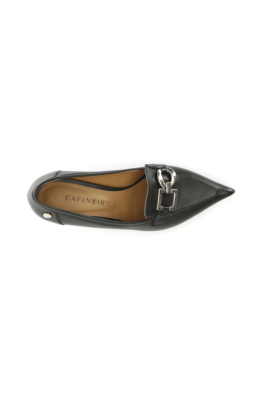 zapato en napa estilo mocasín con accesorio black