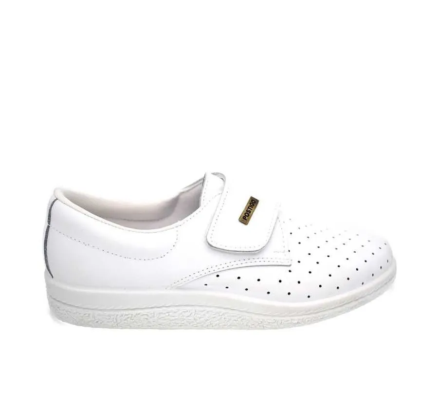 ZAPATO ENFERMERA PARA TRABAJO PIEL ANATÓMICO VELCRO BLANCO 11652