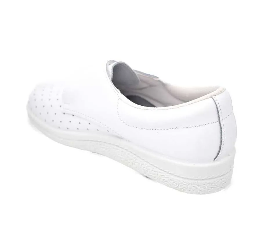 ZAPATO ENFERMERA PARA TRABAJO PIEL ANATÓMICO VELCRO BLANCO 11652