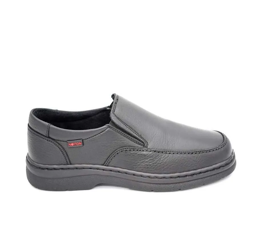 ZAPATO NOTTON 670 DE HOMBRE MOCASÍN COPETE ELÁSTICOS PIEL BOMBEADA NEGRO 19091