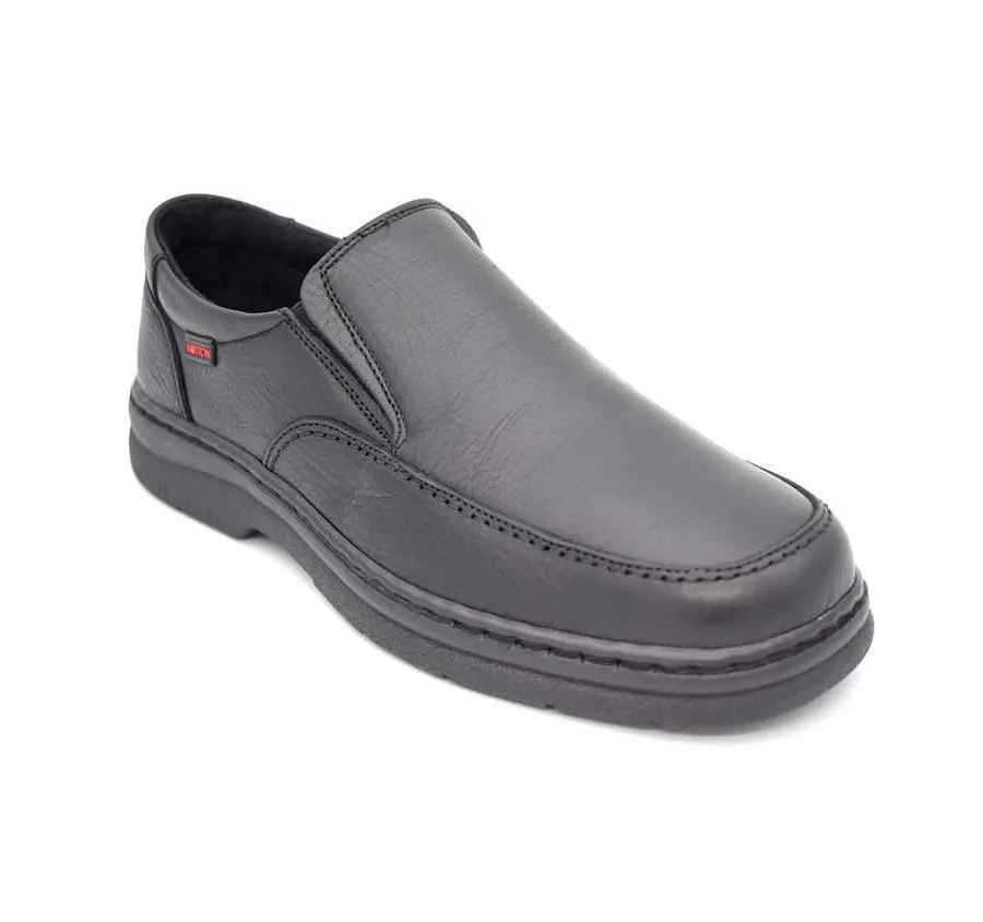 ZAPATO NOTTON 670 DE HOMBRE MOCASÍN COPETE ELÁSTICOS PIEL BOMBEADA NEGRO 19091