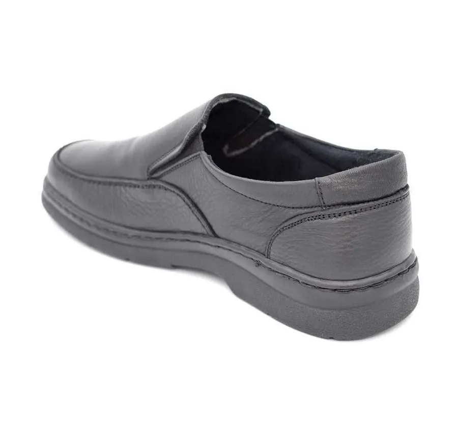 ZAPATO NOTTON 670 DE HOMBRE MOCASÍN COPETE ELÁSTICOS PIEL BOMBEADA NEGRO 19091