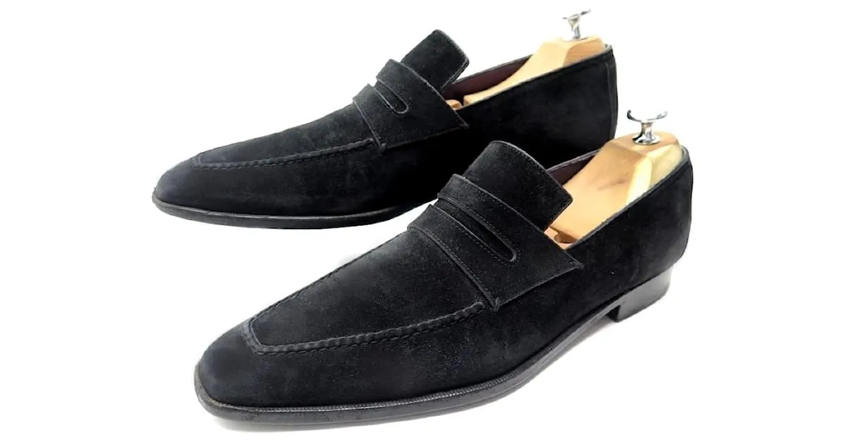 ZAPATOS BERLUTI WARHOL 8 42 MOCASÍN ZAPATO PIEL ANTE NEGRO 