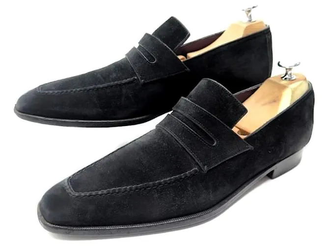 ZAPATOS BERLUTI WARHOL 8 42 MOCASÍN ZAPATO PIEL ANTE NEGRO 