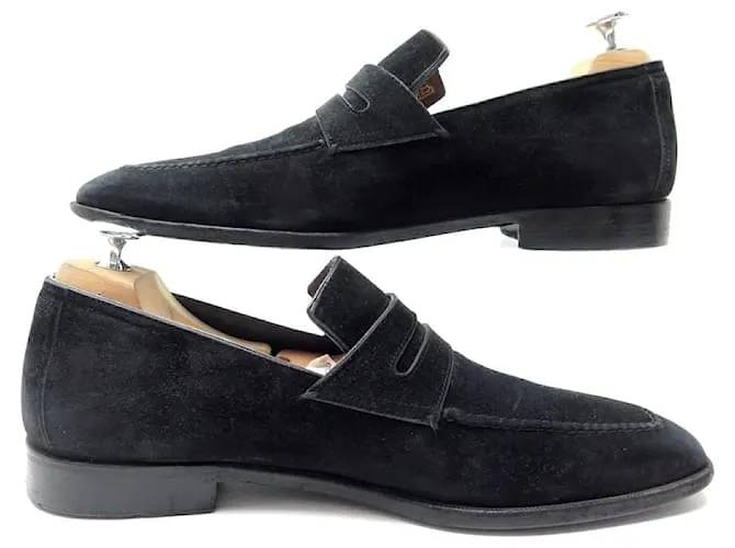 ZAPATOS BERLUTI WARHOL 8 42 MOCASÍN ZAPATO PIEL ANTE NEGRO 