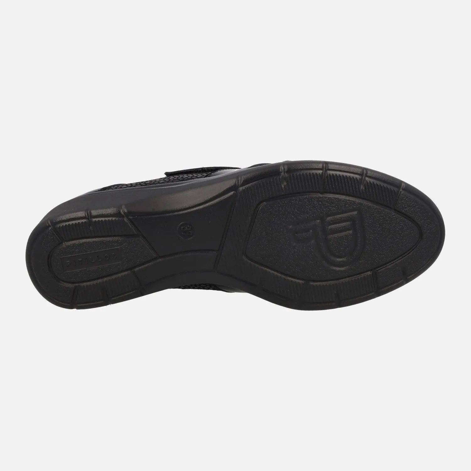 Zapatos confort en combinado negro con cierre de velcro