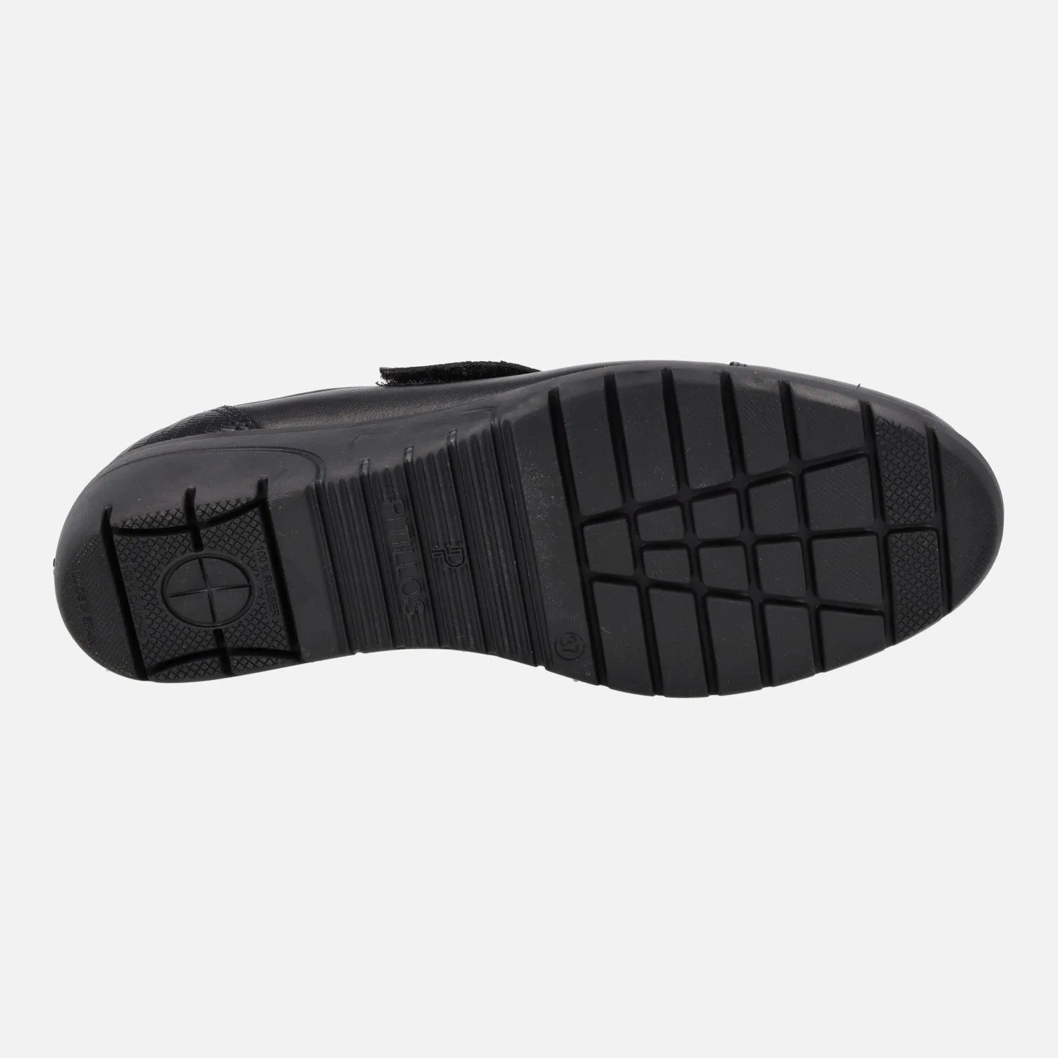 Zapatos confort negros con tira de velcro y cuña de goma